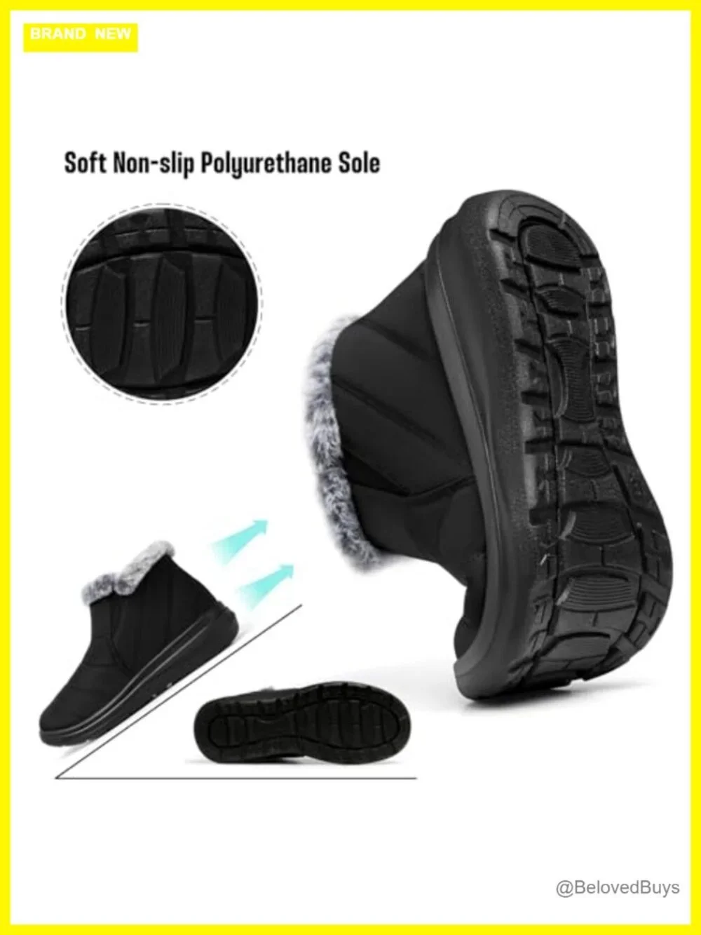 Slip On Ankle Fur Lined Warm Boot | Waterproof Insulated Lightweight Non-Slip